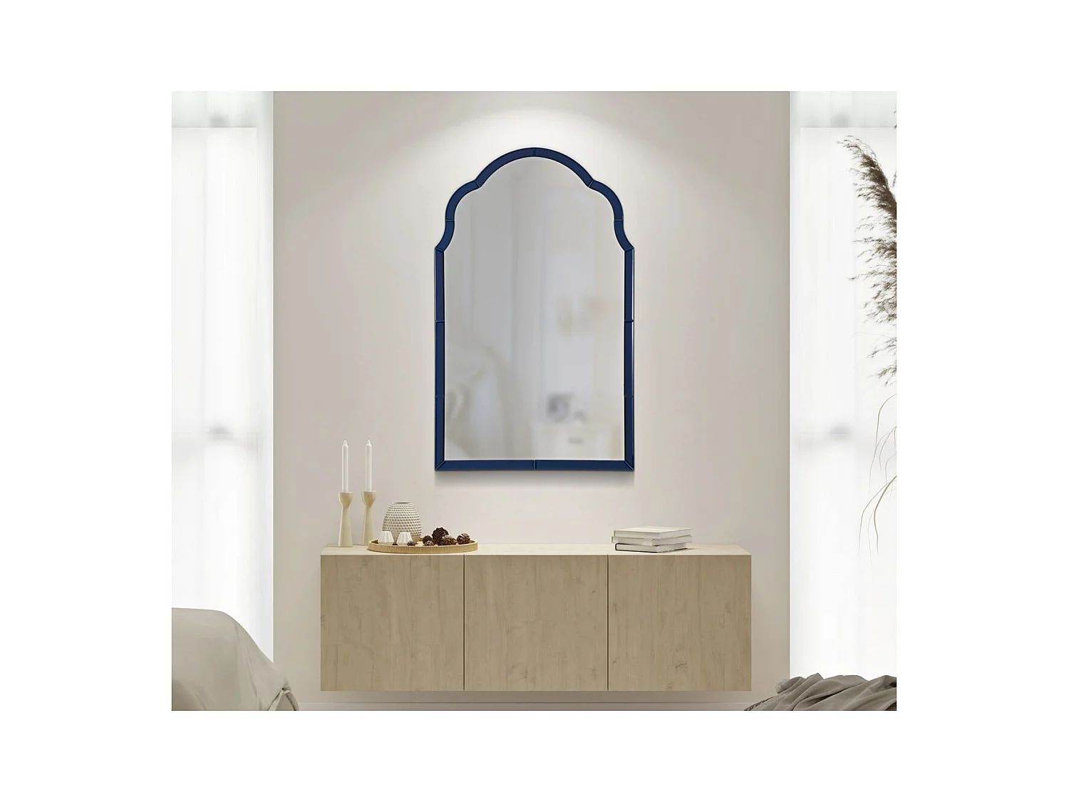 Specchio con Cornice Classico 3, Blu, 100x62x1 cm, Epikasa
