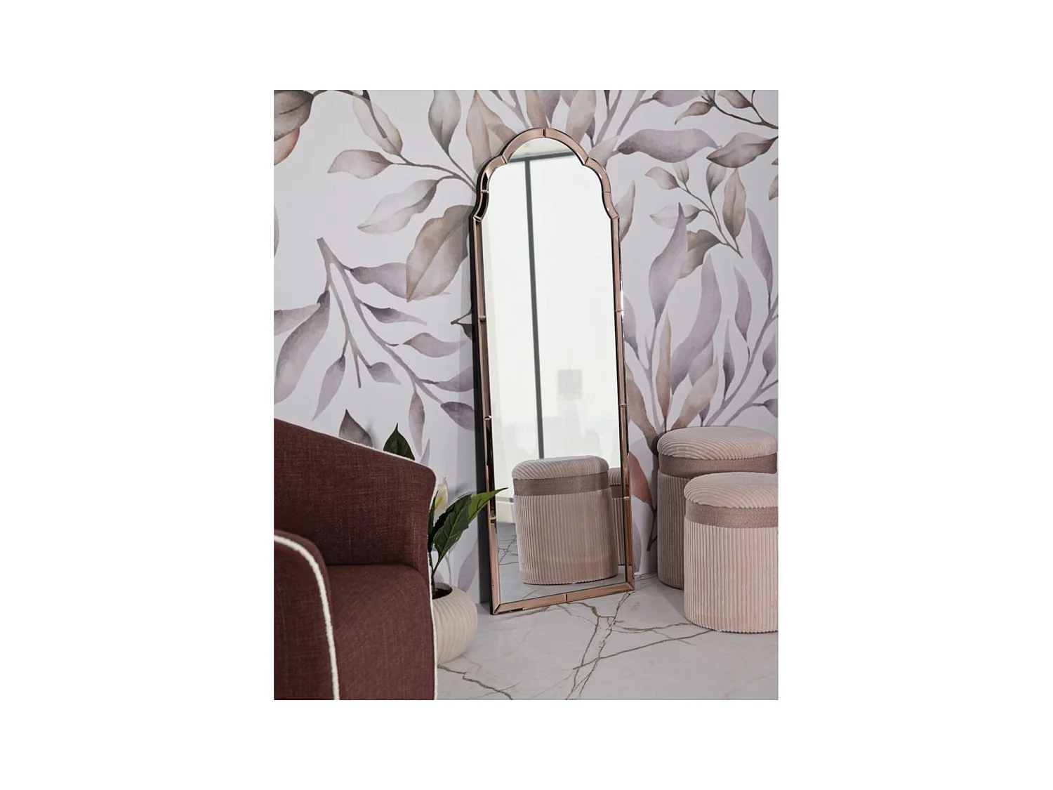 Specchio con Cornice Classico 5, Rosa, 150x55x2 cm, Epikasa