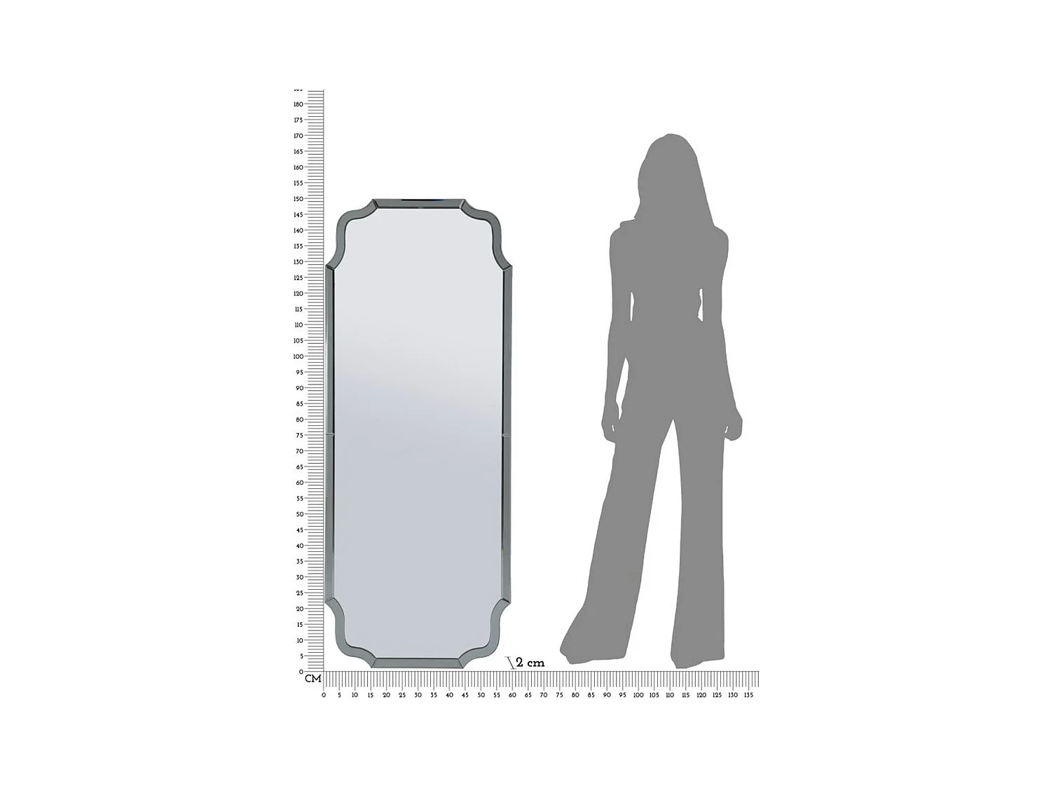 Specchio con Cornice Classico 8, Grigio, 150x60x2 cm, Epikasa