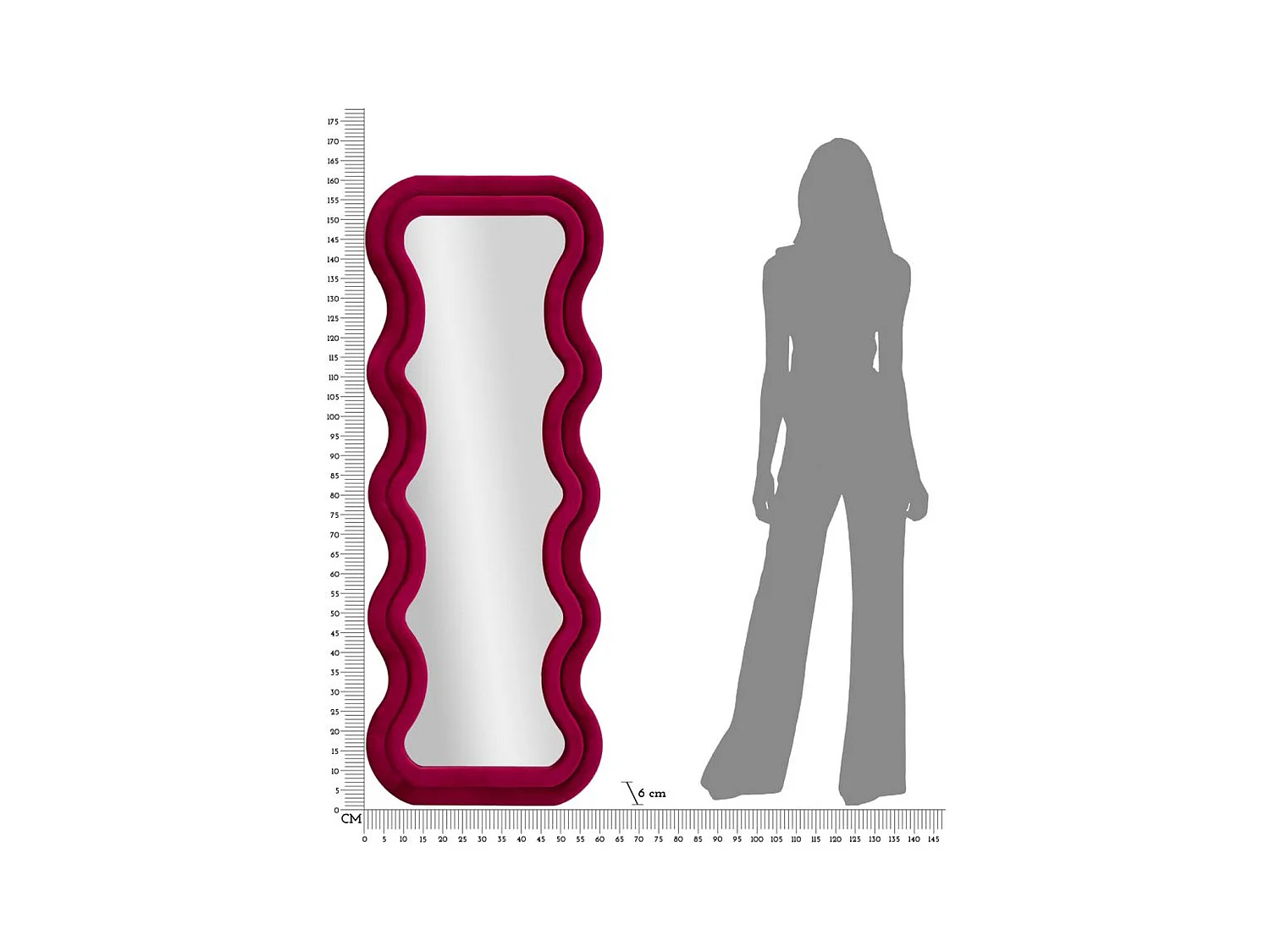 Specchio con Cornice Curve, Rosa, 160x60x6 cm, Epikasa