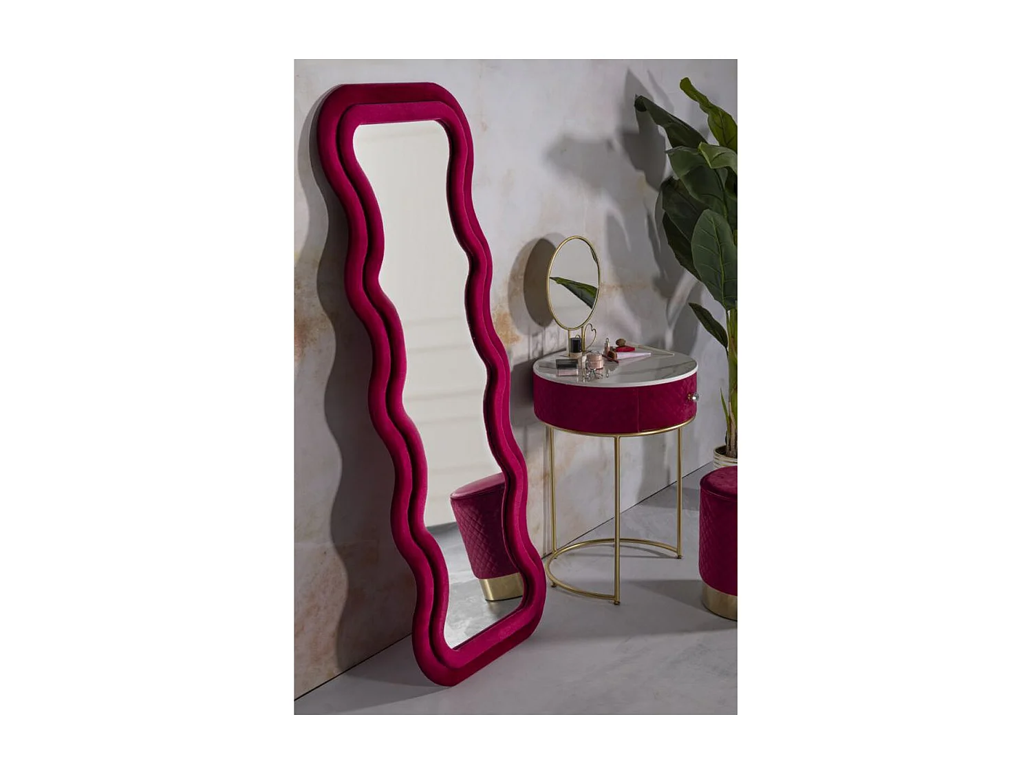 Miroir avec Cadre Courbes, Rose, 160x60x6 cm, Epikasa