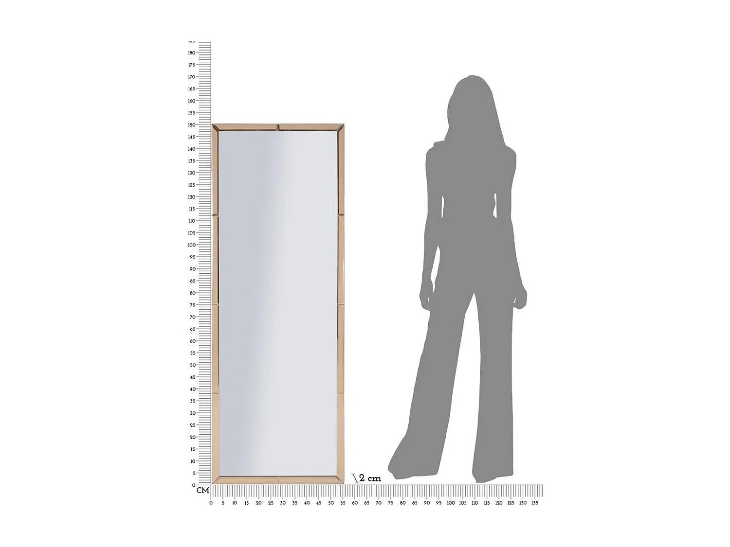 Espelho com Moldura MF700, Cor-de-rosa, 150x55x2 cm, Epikasa