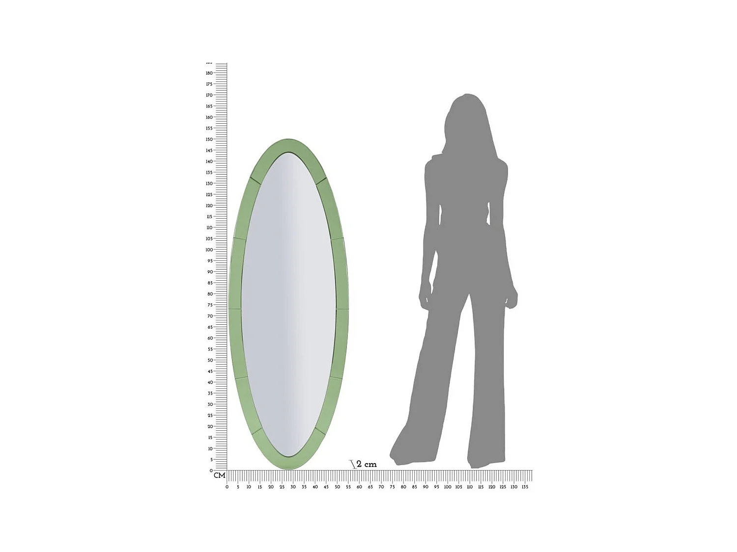 Specchio con Cornice MF696, Verde, 150x55x2 cm, Epikasa