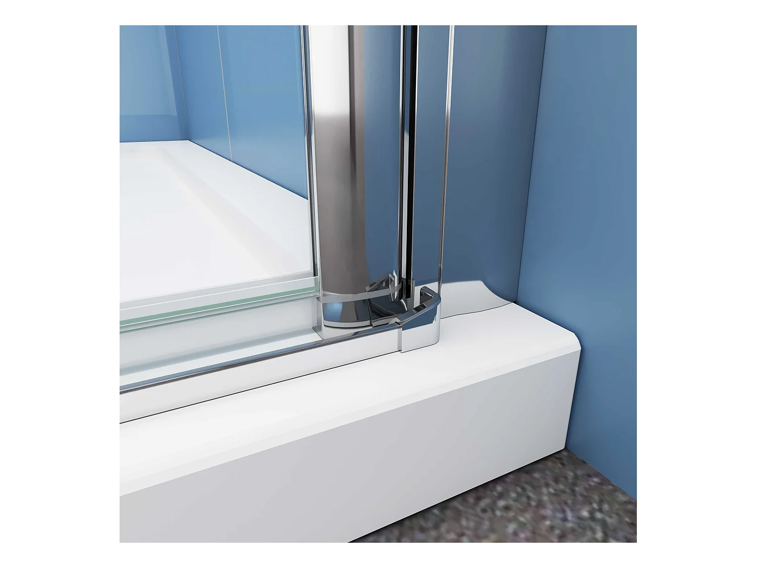 AICA Paroi de douche à l'italienne chrome L85 x H185cm style atelier —pivotante et pliante—6mm verre anticalcaire, Installation réversible