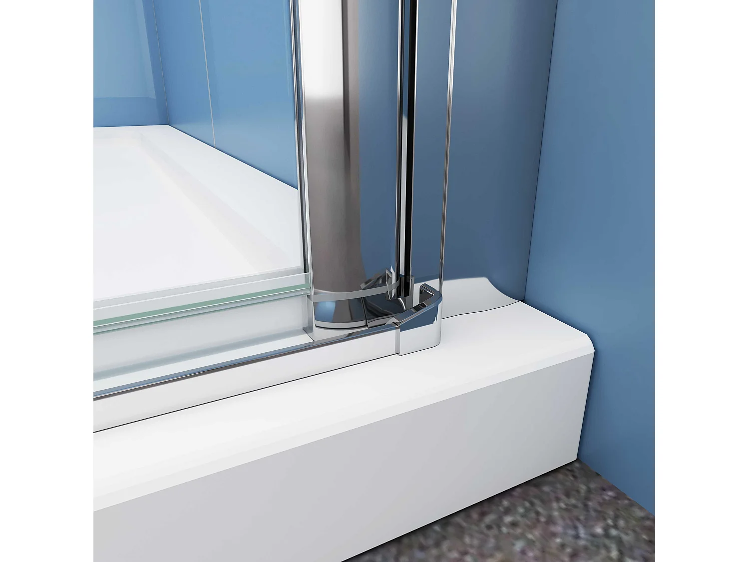 AICA Paroi de douche à l'italienne chrome L71 x H185cm style atelier —pivotante et pliante—6mm verre anticalcaire, Installation réversible