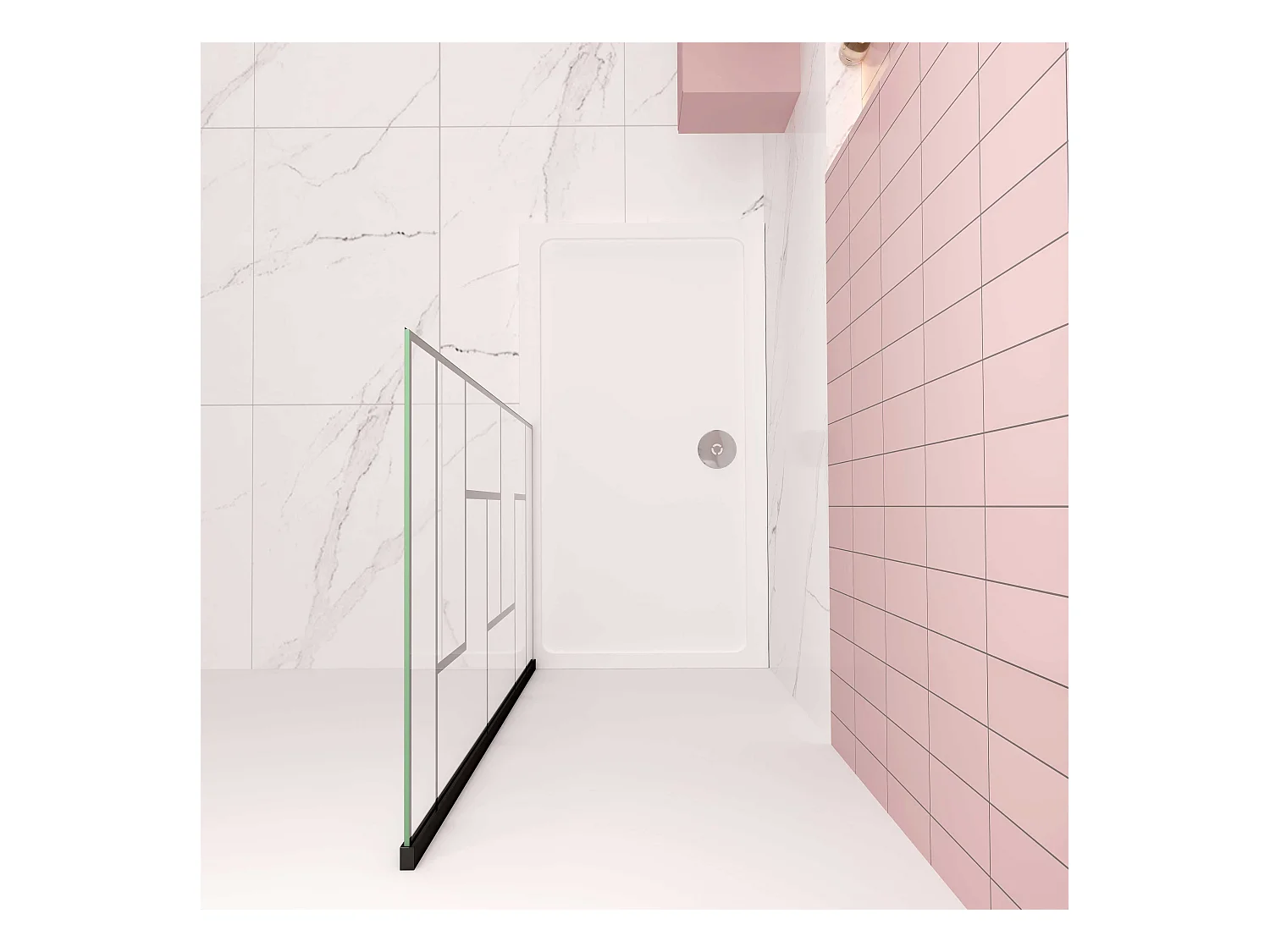 AICA Paroi de douche à l'italienne L100 x H200cm style moderne — Noir mat—8mm verre anticalcaire, Installation réversible et Accès facile