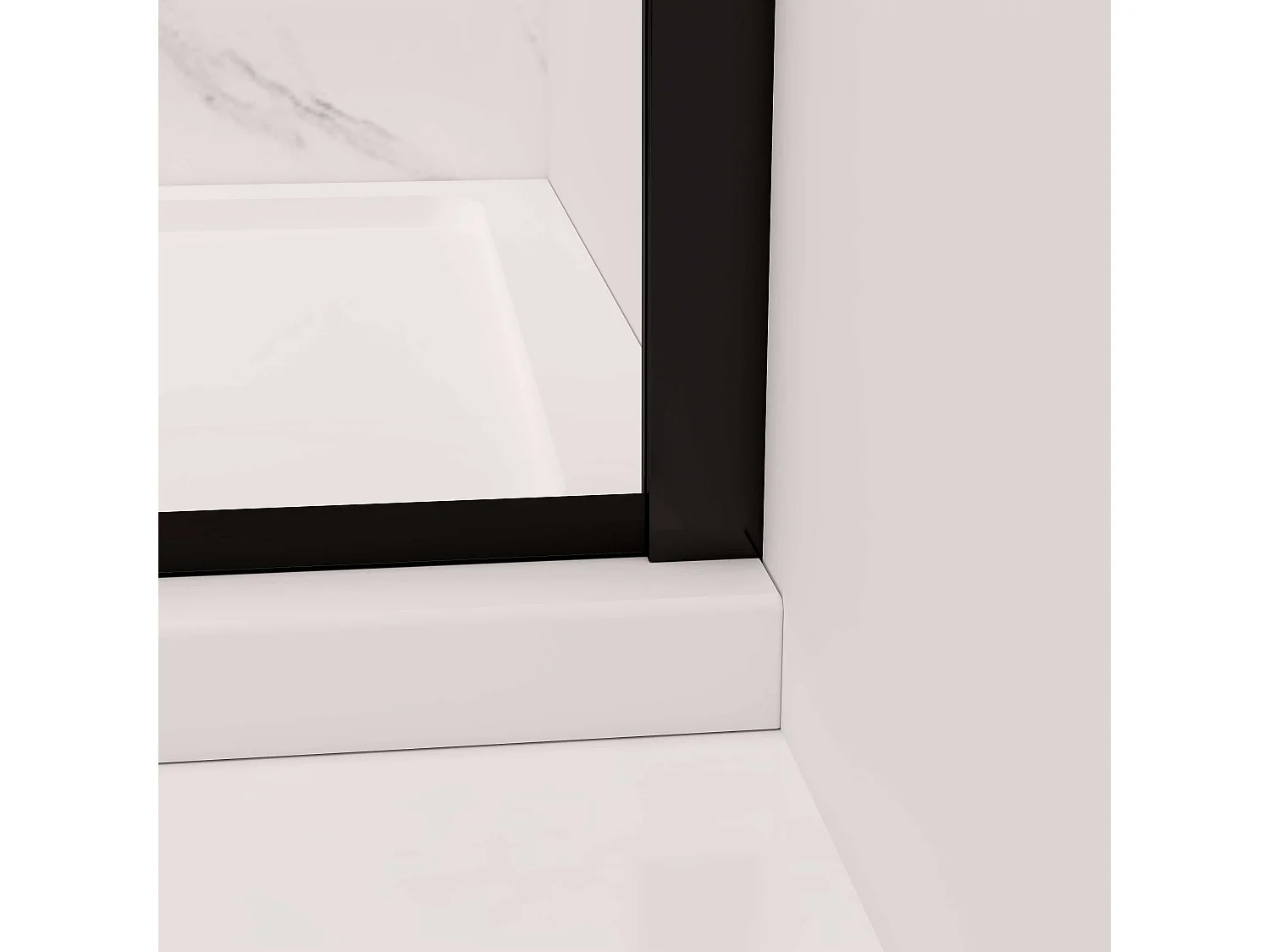 AICA Paroi de douche à l'italienne L120 x H200cm style moderne — Noir mat—8mm verre anticalcaire, Installation réversible et Accès facile