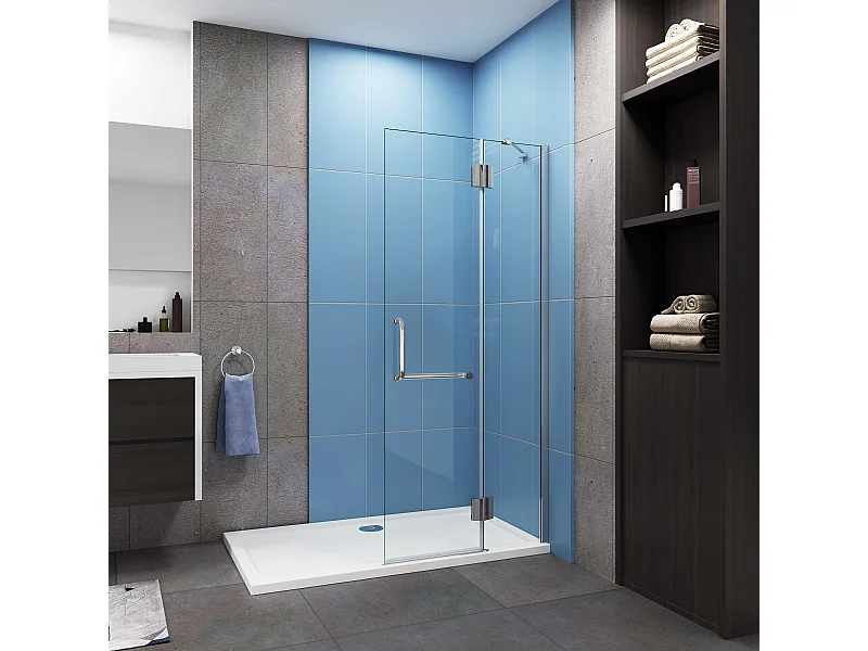 AICA Paroi de douche à l'italienne pivotante chrome 90x190cm style atelier —8mm verre anticalcaire,pose réversible avec Porte-Serviette Intégré