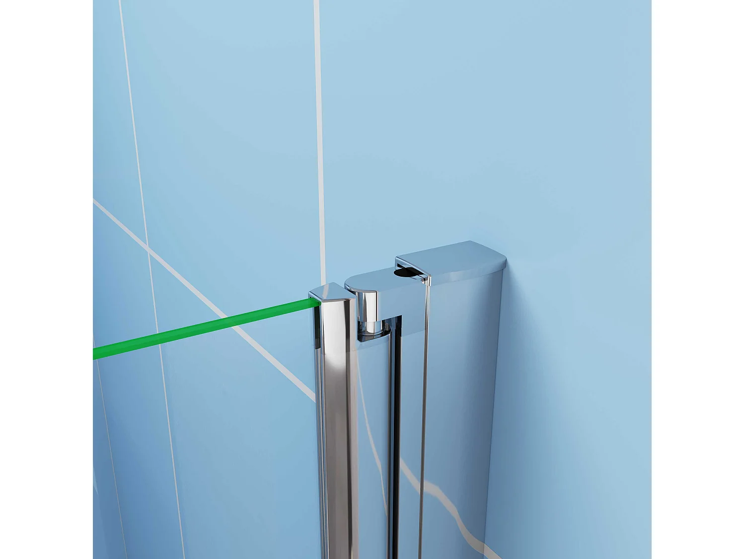 AICA Paroi de douche à l'italienne chrome L95 x H195cm style atelier —pivotante et pliante—6mm verre anticalcaire, Installation réversible