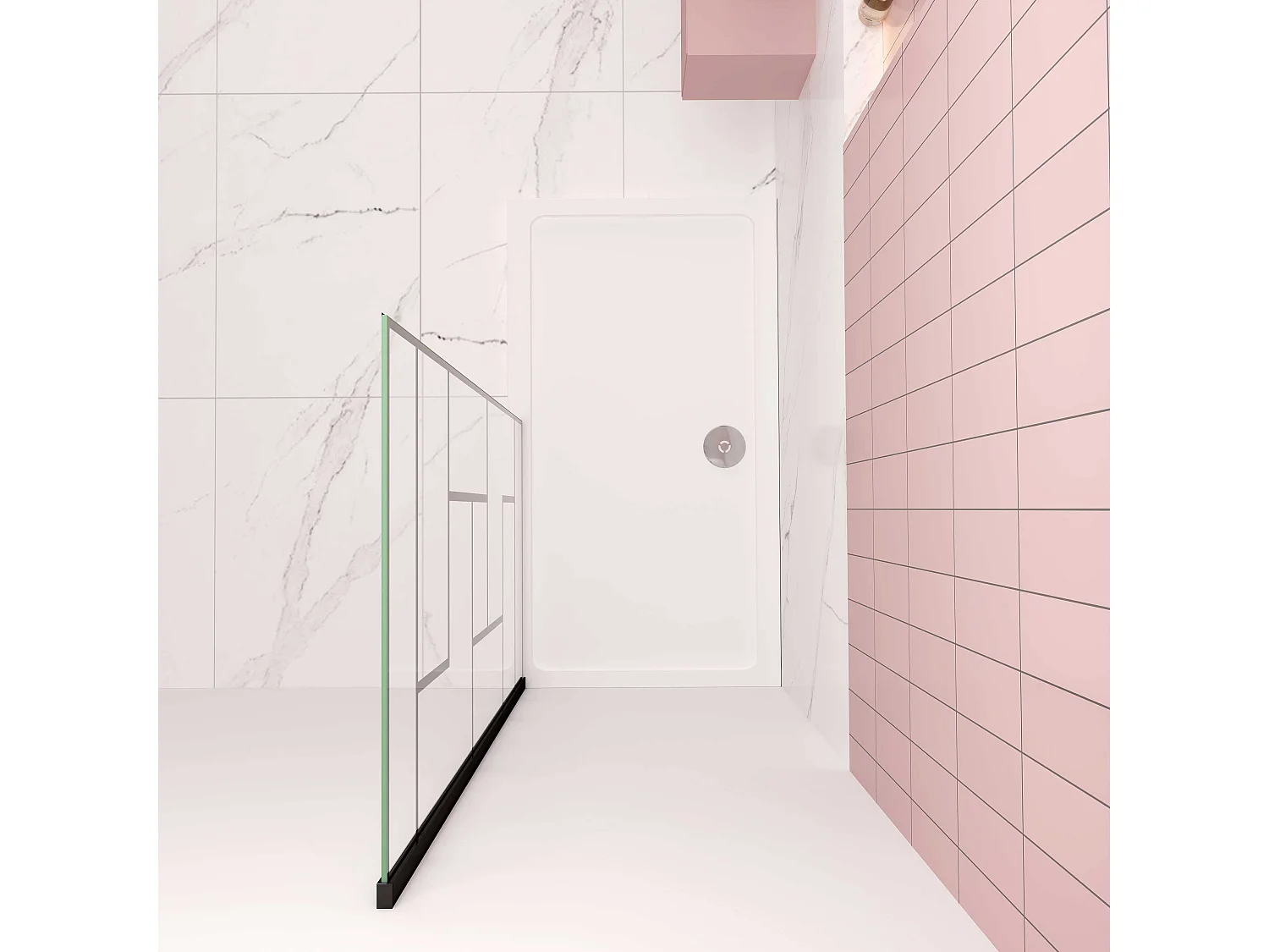 AICA Paroi de douche à l'italienne L90 x H200cm style moderne — Noir mat—8mm verre anticalcaire, Installation réversible et Accès facile