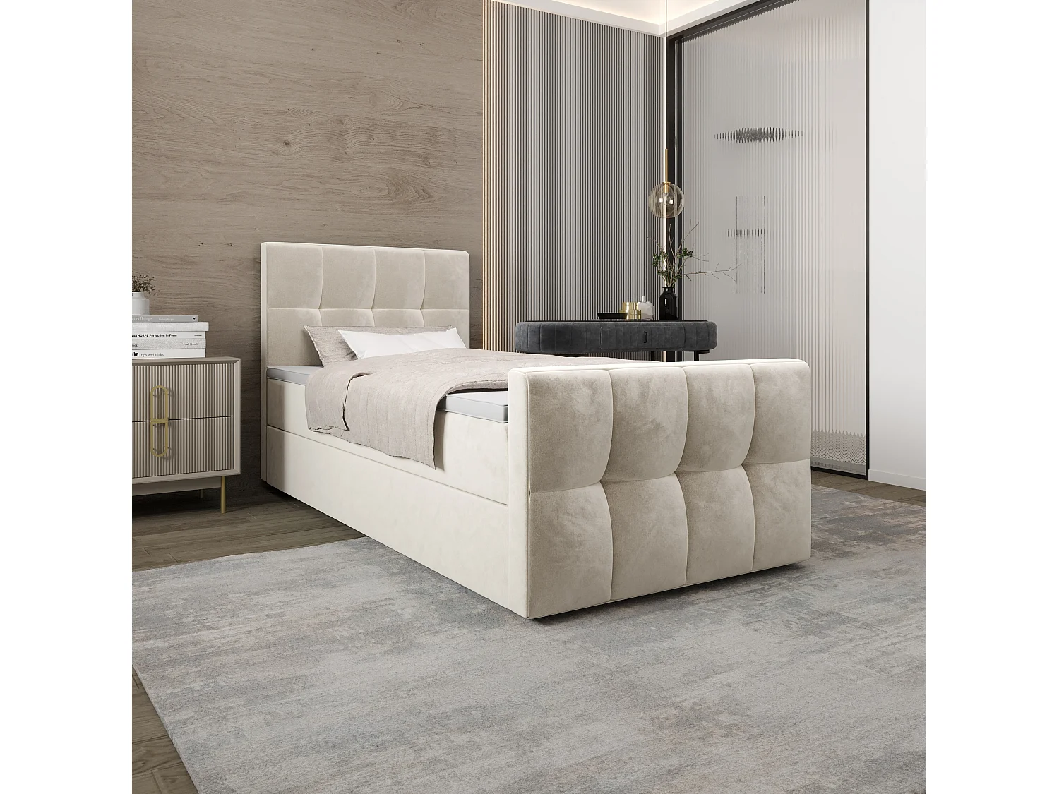 Boxspringbett MANHATAN 90x200 Monolith 02