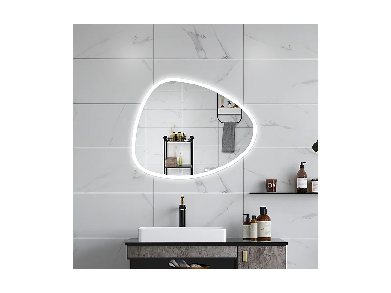 AICA Specchio da bagno  80 x 65 cm, dimmerabile, Funzione Memoria, antiappannamento, 3 colori