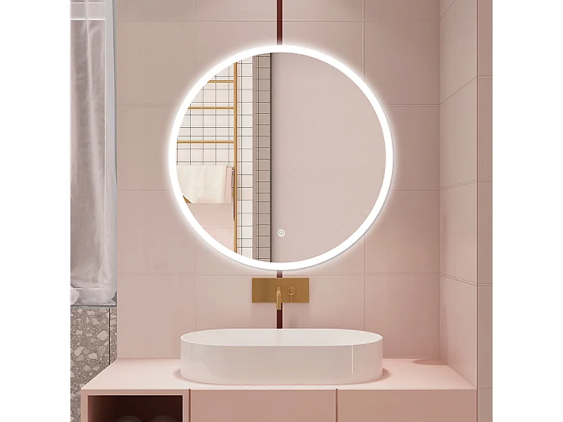 AICA Specchio da bagno 120 x 120 cm, antiappannamento, dimmerabile, interruttore touch, Funzione Memoria