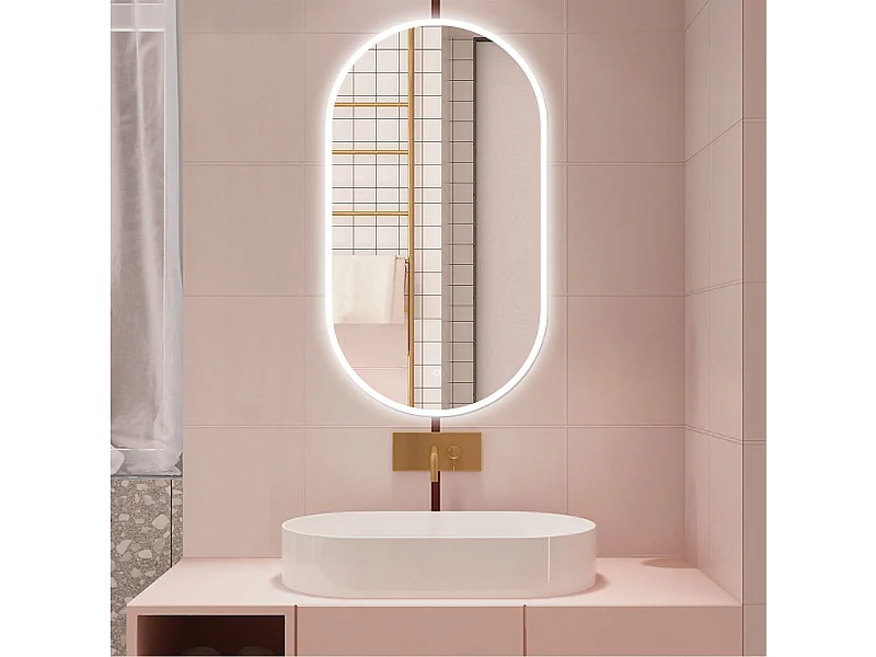 AICA Specchio da bagno 50 x 90 cm, dimmerabile，interruttore touch， Funzione Memoria, antiappannamento