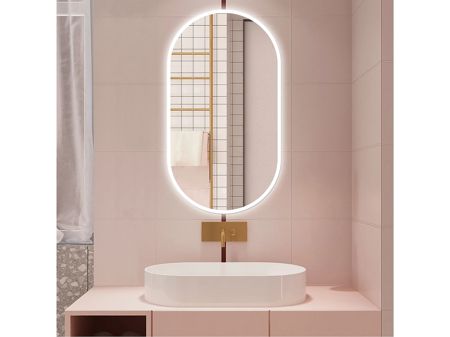 AICA Specchio da bagno 50 x 90 cm, dimmerabile，interruttore touch， Funzione Memoria, antiappannamento