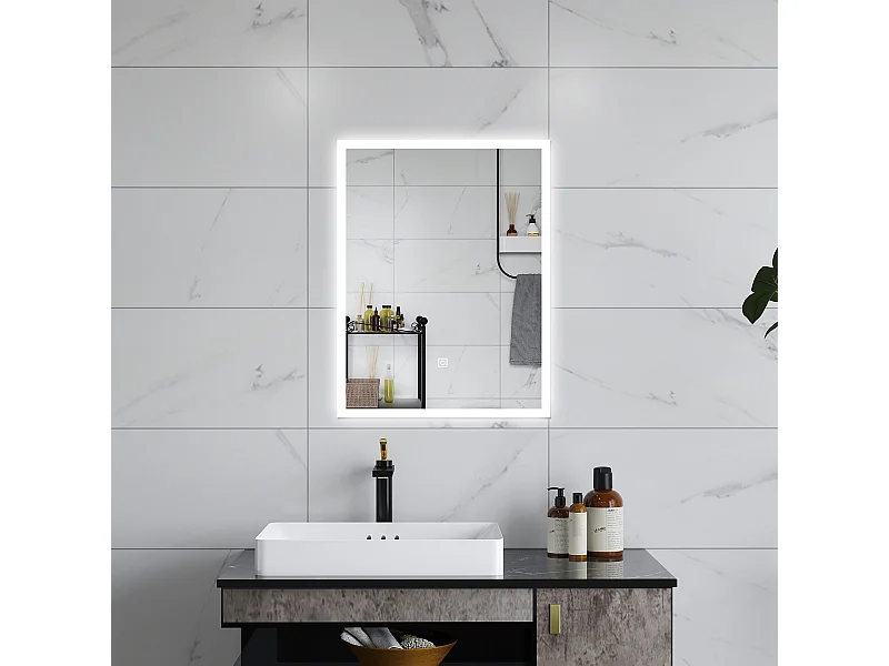 AICA Specchio da bagno  50 x 70 cm, dimmerabile, Funzione Memoria, antiappannamento, 3 colori