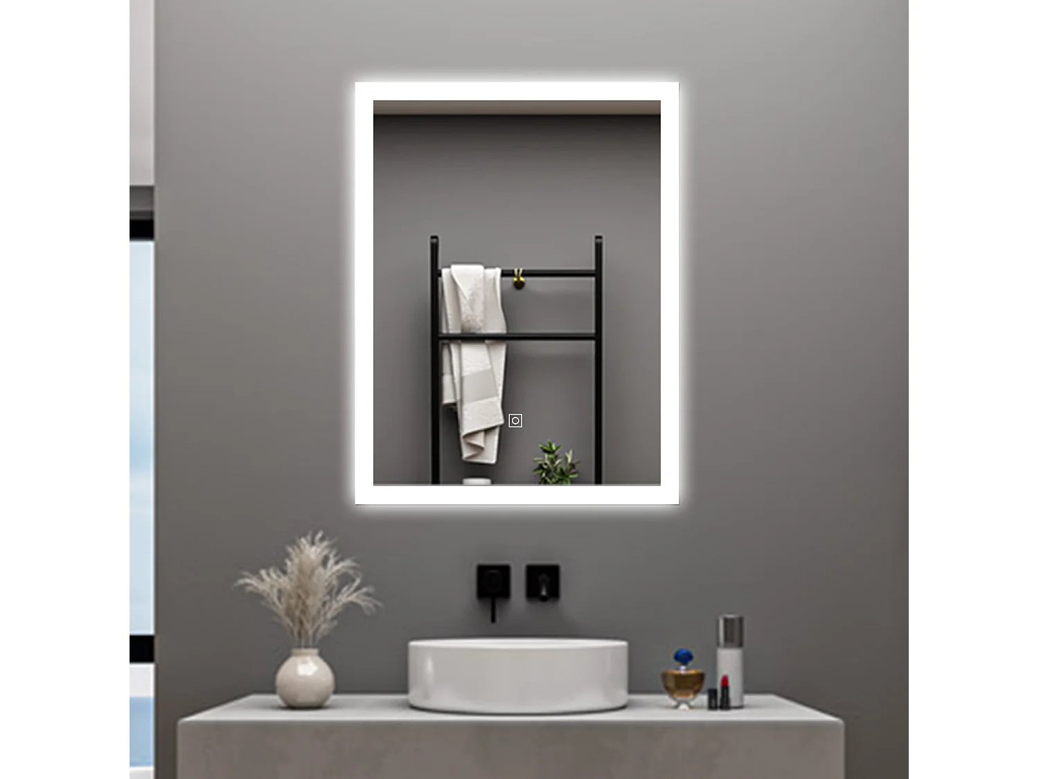 AICA Specchio da bagno  50 x 70 cm, dimmerabile, Funzione Memoria, antiappannamento, 3 colori