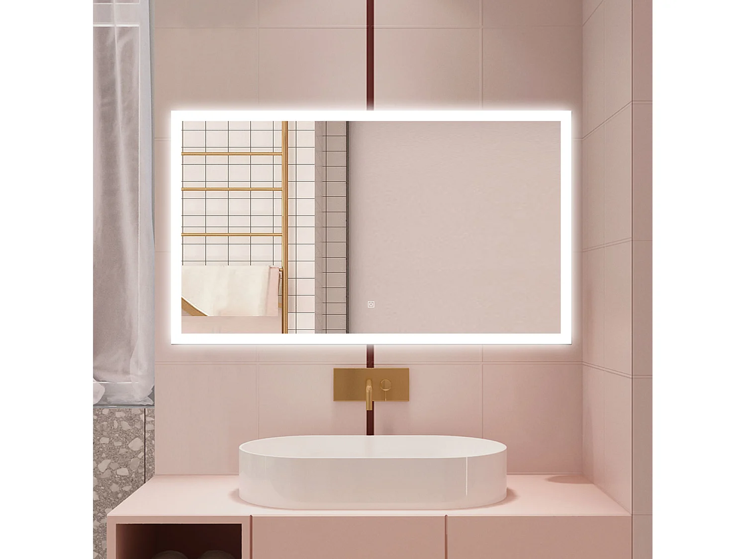 AICA Specchio da bagno  120 x 70 cm, dimmerabile, Funzione Memoria, antiappannamento, 3 colori