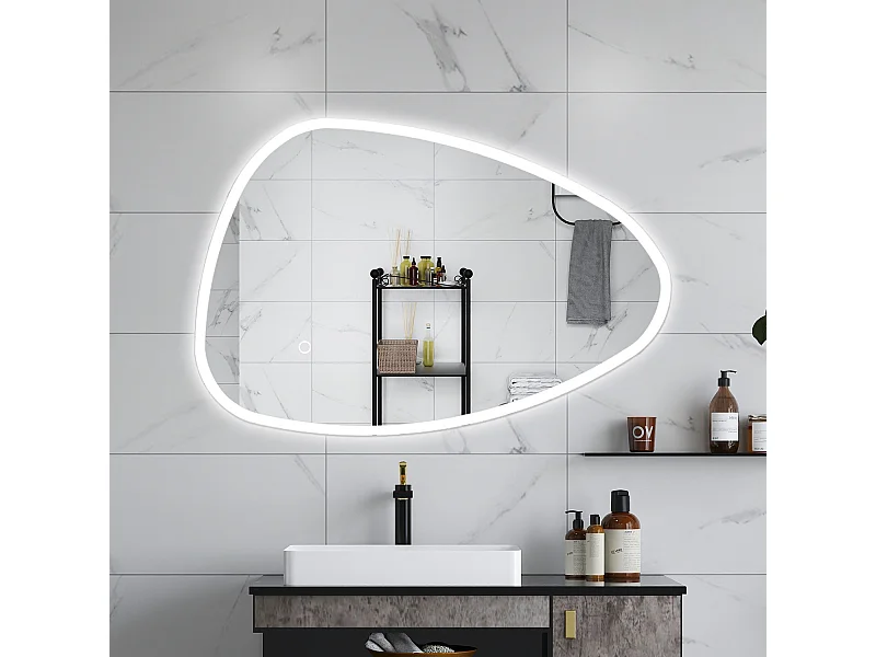 AICA Specchio da bagno 120 x 80 cm, dimmerabile, Funzione Memoria, antiappannamento, 3 colori