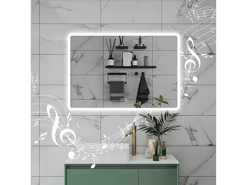 AICA Specchio da bagno  70 x 50 cm, dimmerabile, Blue tooth, Funzione Memoria, antiappannamento, 3 colori