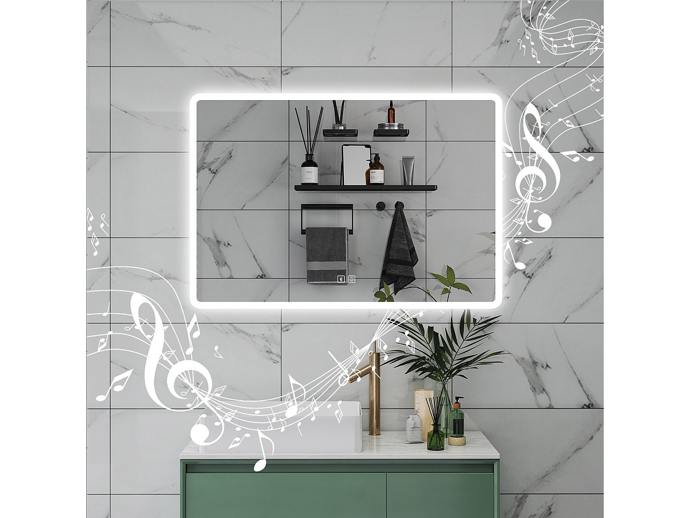 Specchio Rotondo Con Luce LED 50 Cm Nero - Specchio Bagno Illuminato Con Dimmer E 3 Colori Luce