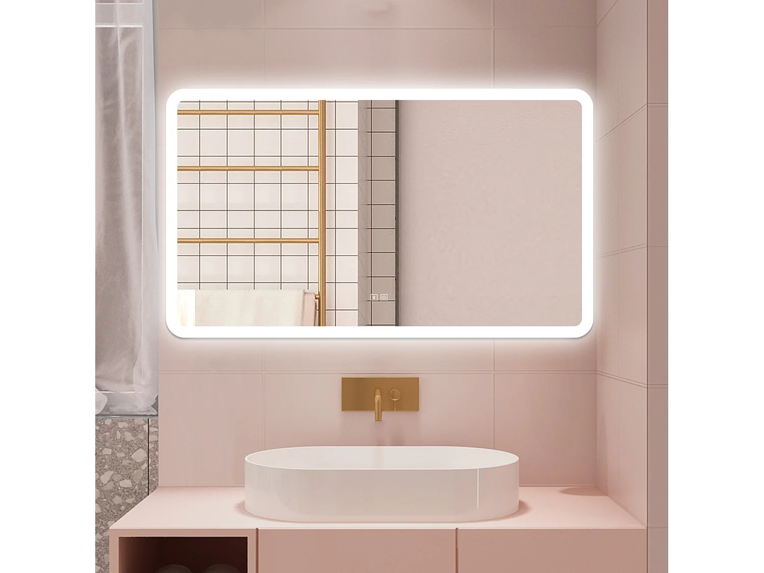 AICA Specchio da bagno  70 x 120 cm, dimmerabile, Blue tooth, Funzione Memoria, antiappannamento, 3 colori