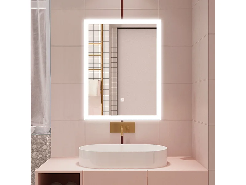 AICA Specchio da bagno  50 x 70 cm, dimmerabile, Funzione Memoria, antiappannamento, 3 colori