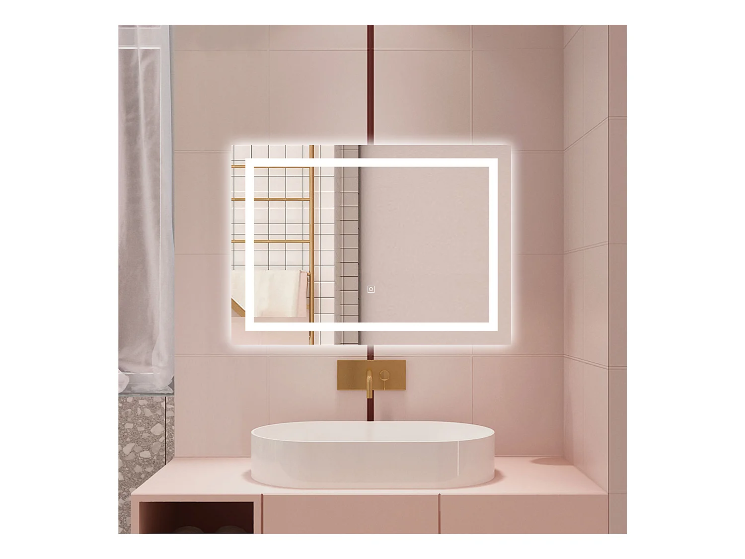 AICA Specchio da bagno  80 x 150 cm, dimmerabile, interruttore touch, Funzione Memoria, antiappannamento, 3 colori