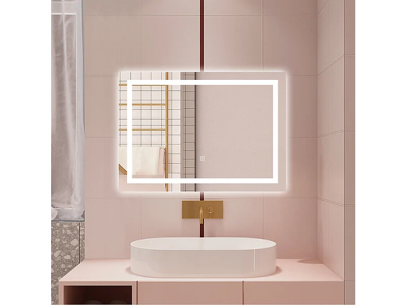 AICA Specchio da bagno  80 x 150 cm, dimmerabile, interruttore touch, Funzione Memoria, antiappannamento, 3 colori