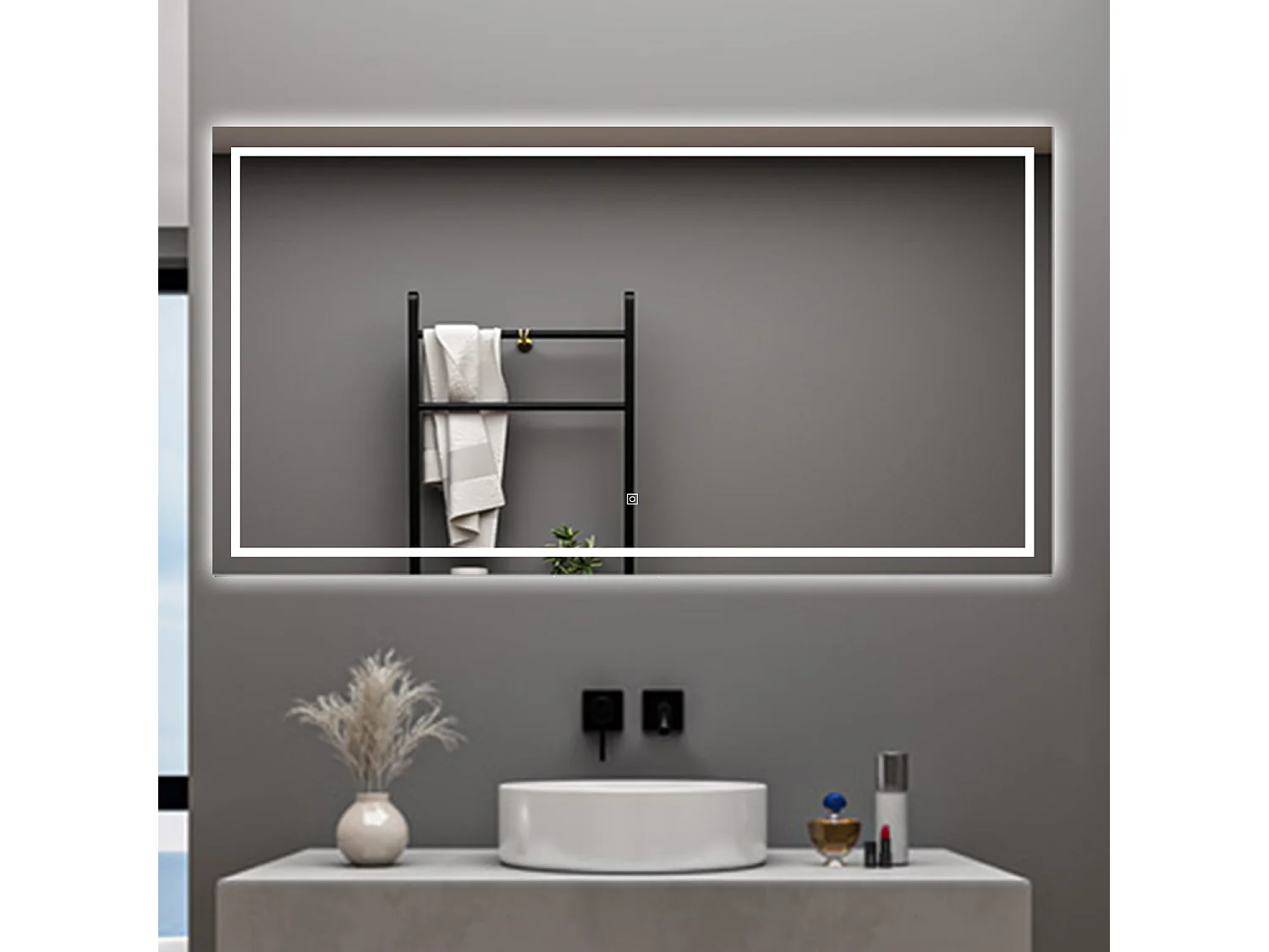 AICA Specchio da bagno  80 x 150 cm, dimmerabile, interruttore touch, Funzione Memoria, antiappannamento, 3 colori