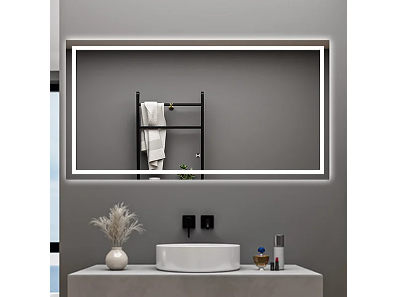 AICA Specchio da bagno  80 x 120 cm, dimmerabile, interruttore touch, Funzione Memoria, antiappannamento