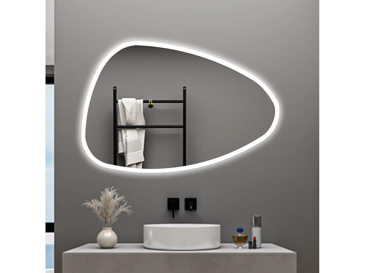 AICA Specchio da bagno 120 x 80 cm, dimmerabile, Funzione Memoria, antiappannamento, 3 colori