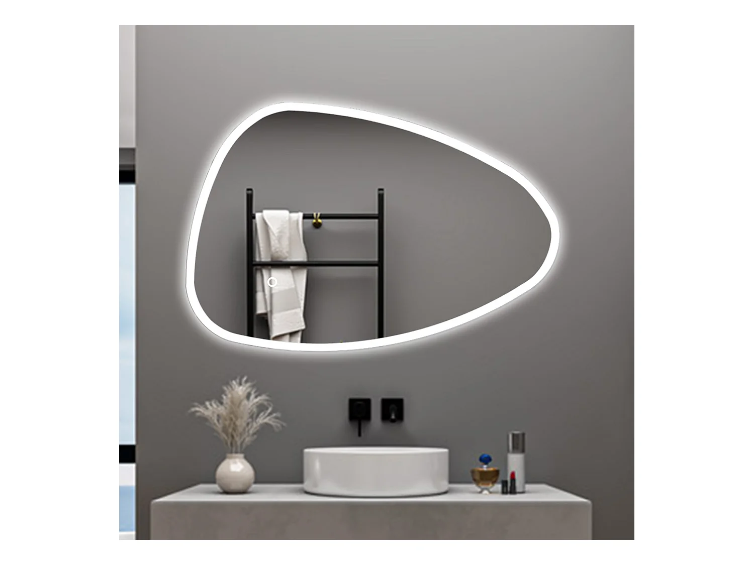 AICA Specchio da bagno 120 x 80 cm, dimmerabile, Funzione Memoria, antiappannamento, 3 colori