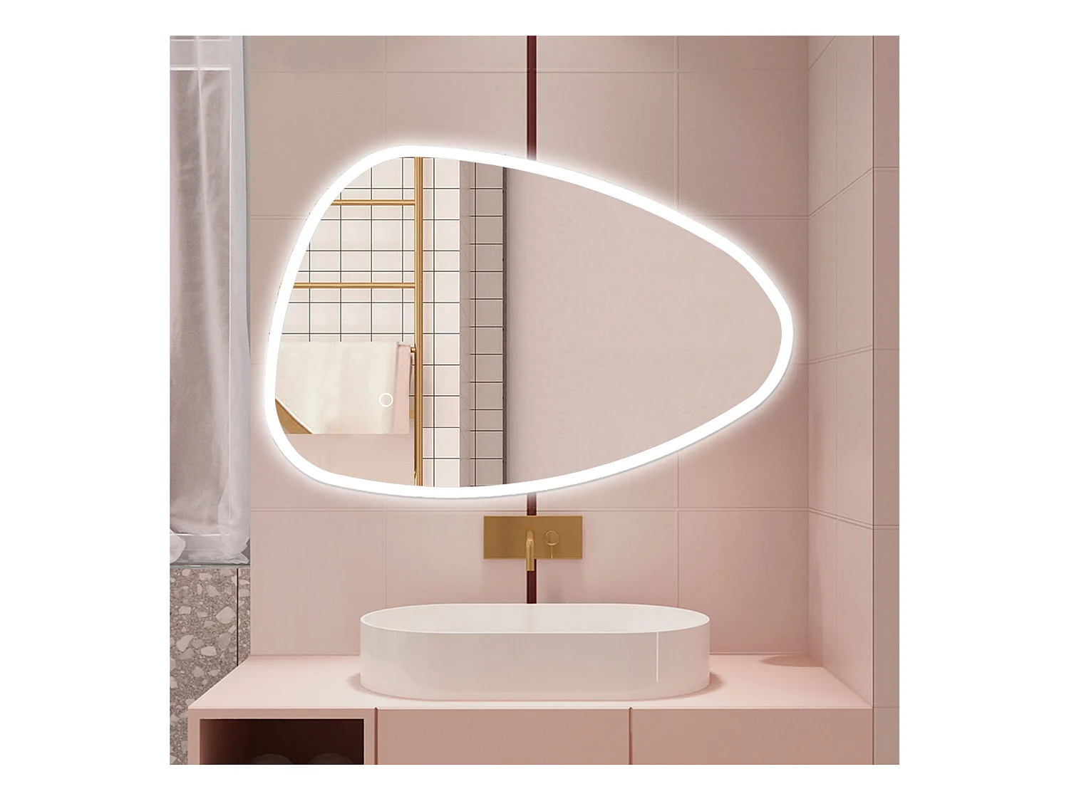 AICA Specchio da bagno 120 x 80 cm, dimmerabile, Funzione Memoria, antiappannamento, 3 colori