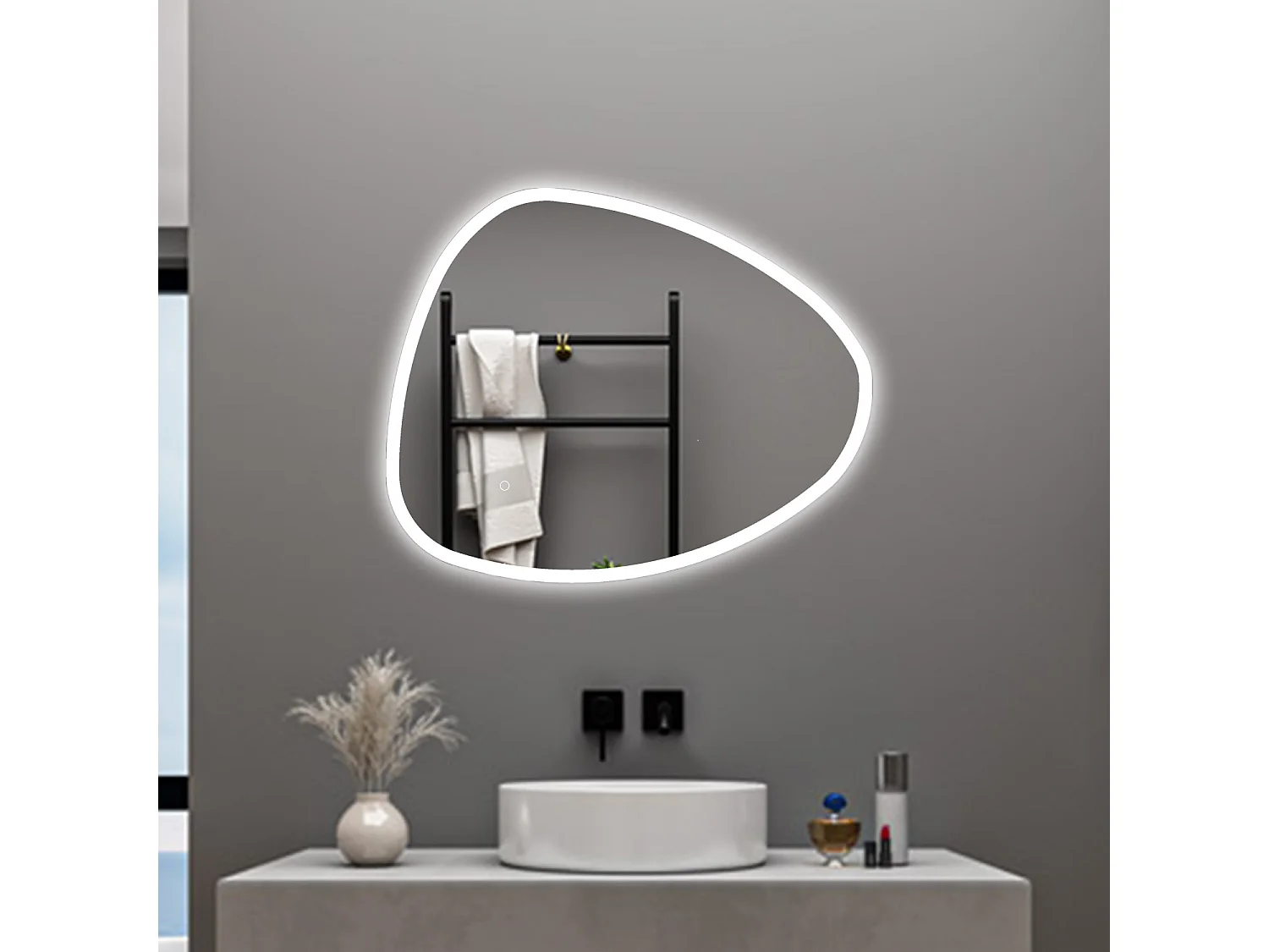 AICA Specchio da bagno 100 x 80 cm, dimmerabile, Funzione Memoria, antiappannamento, 3 colori