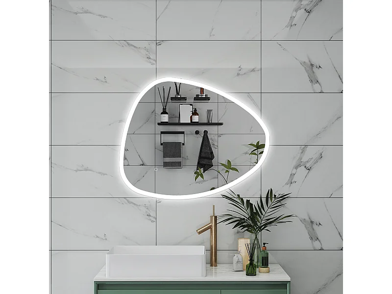 AICA Specchio da bagno 100 x 80 cm, dimmerabile, Funzione Memoria, antiappannamento, 3 colori