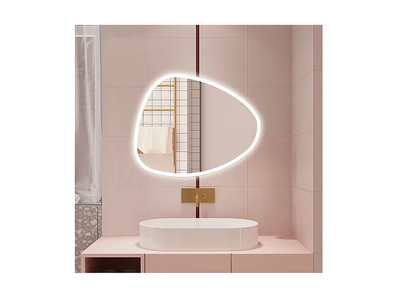 AICA Specchio da bagno  80 x 65 cm, dimmerabile, Funzione Memoria, antiappannamento, 3 colori