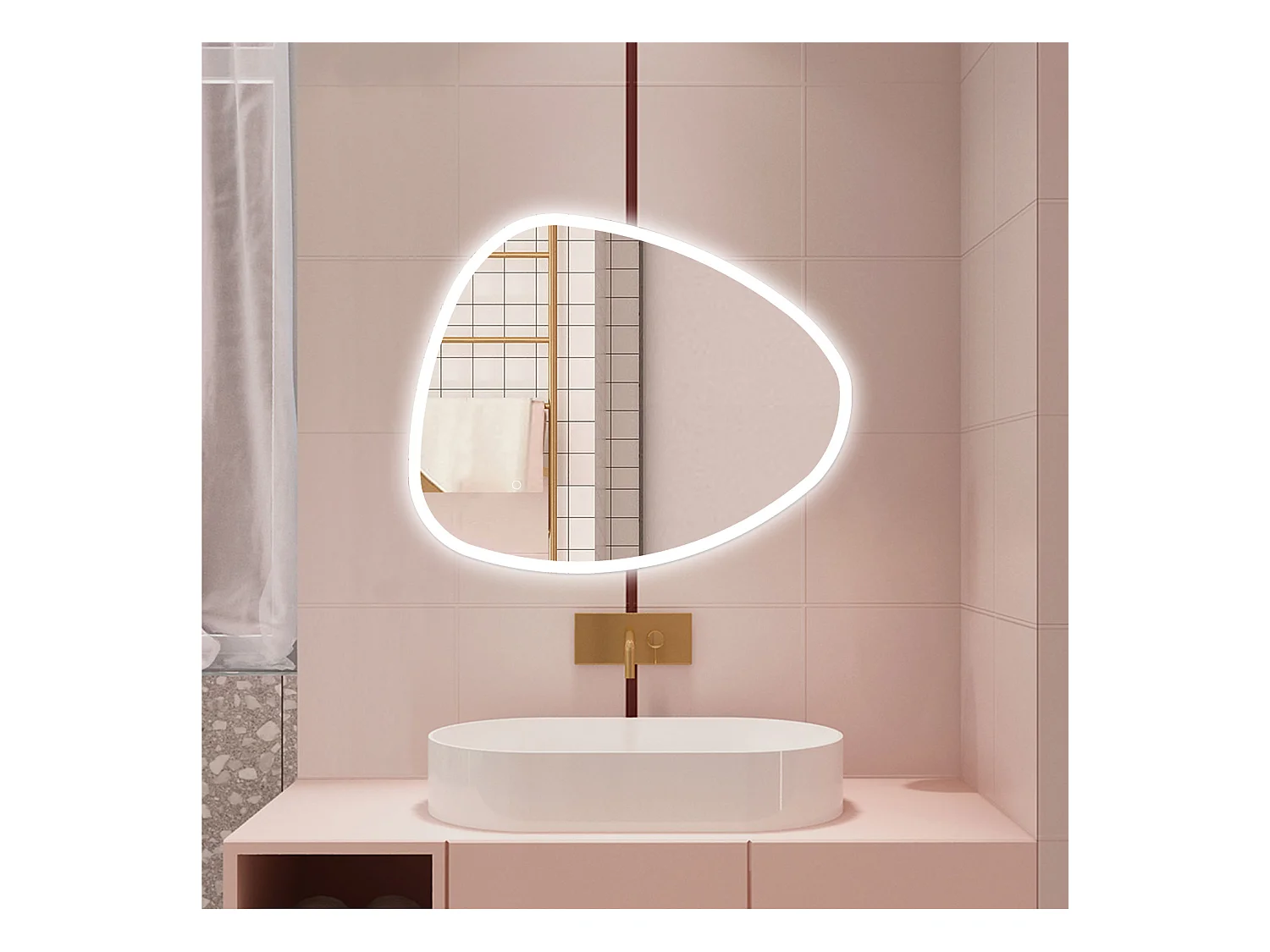 AICA Specchio da bagno  80 x 65 cm, dimmerabile, Funzione Memoria, antiappannamento, 3 colori