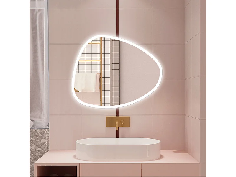 AICA Specchio da bagno  80 x 65 cm, dimmerabile, Funzione Memoria, antiappannamento, 3 colori