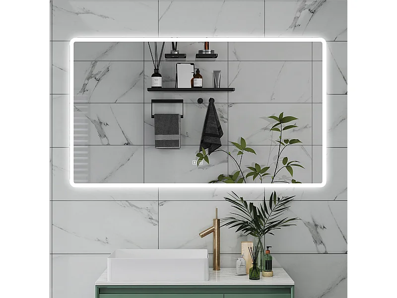 AICA Specchio da bagno  70 x 120 cm, dimmerabile, Blue tooth, Funzione Memoria, antiappannamento, 3 colori