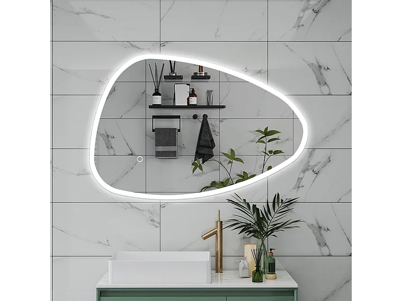 AICA Specchio da bagno 120 x 80 cm, dimmerabile, Funzione Memoria, antiappannamento, 3 colori