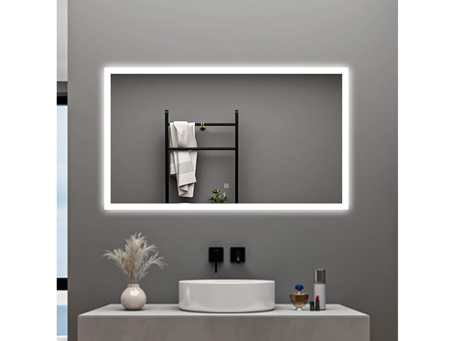 AICA Specchio da bagno  120 x 70 cm, dimmerabile, Funzione Memoria, antiappannamento, 3 colori