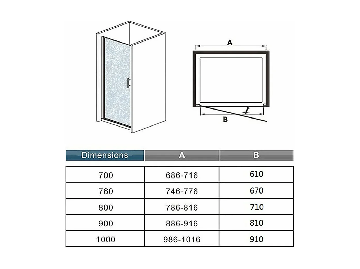 Aica Porte de Douche Pivotante Chrome en 6mm Verre Dépoli – L100xH185cm —Design Moderne,Ouverture Facile et Intimité Assurée,pose de niche
