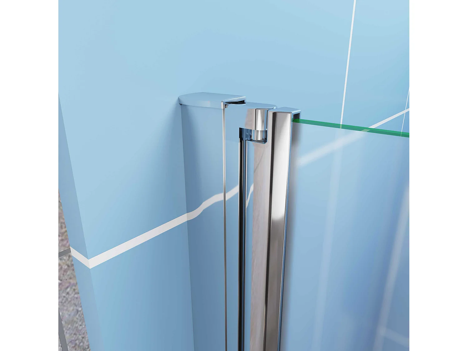 Aica verchroomde draaibare douchedeur in 6 mm matglas – L100xH185cm – Modern ontwerp, gemakkelijk te openen en gegarandeerde privacy, nisinstallatie