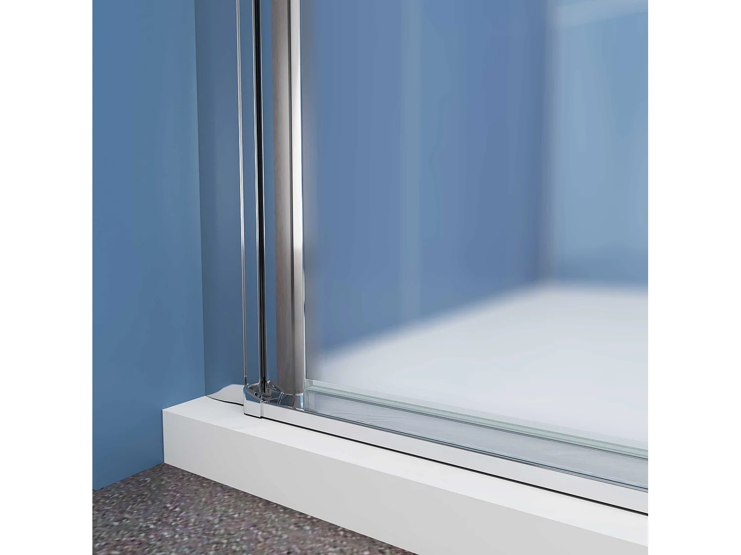 Aica verchroomde draaibare douchedeur in 6 mm matglas – L100xH185cm – Modern ontwerp, gemakkelijk te openen en gegarandeerde privacy, nisinstallatie