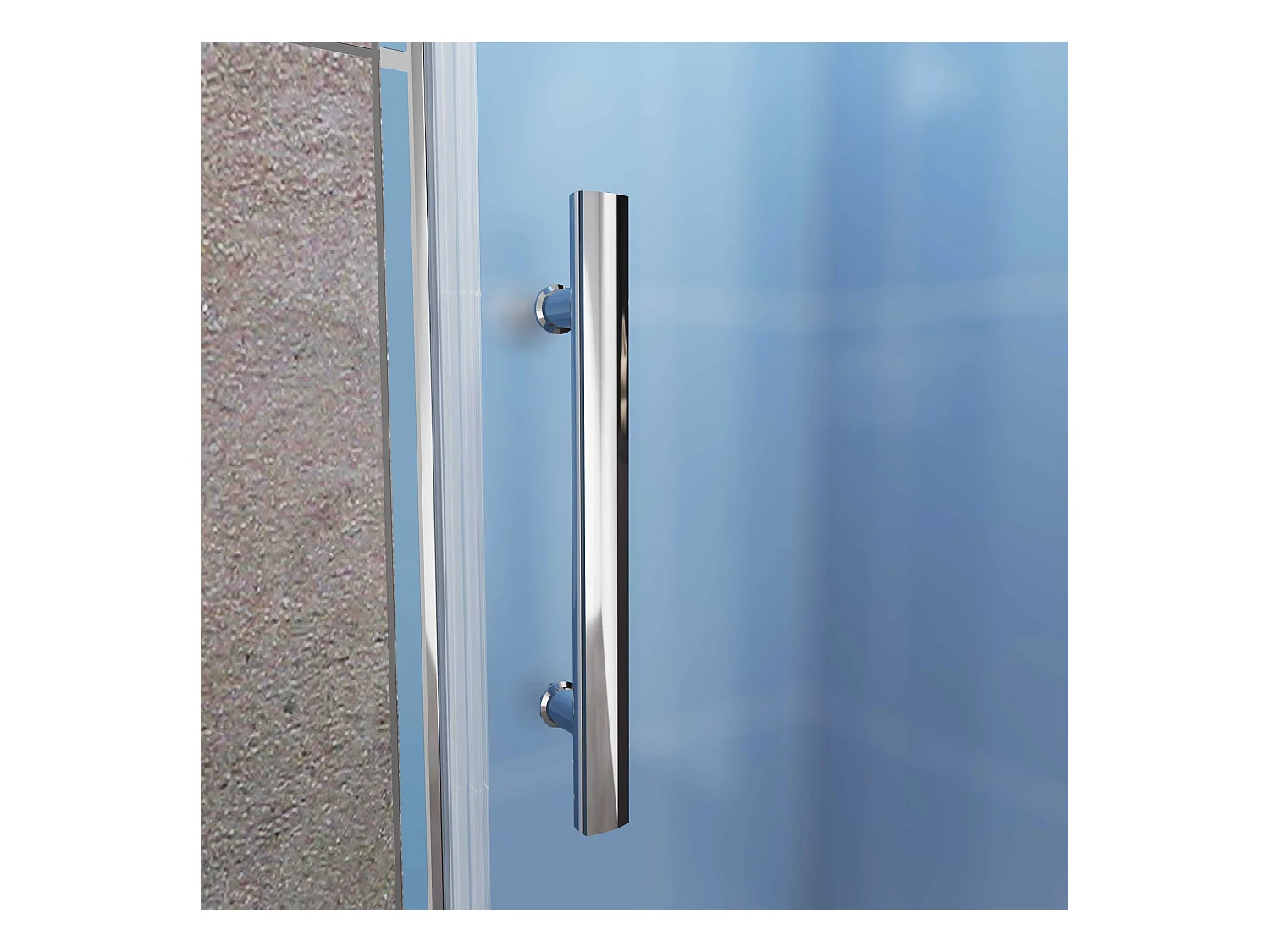 Aica Porte de Douche Pivotante Chrome L100xH185cm en verre bande central Dépoli ,6mm Verre Anticalcaire Pivotant à 90°—Installation en niche