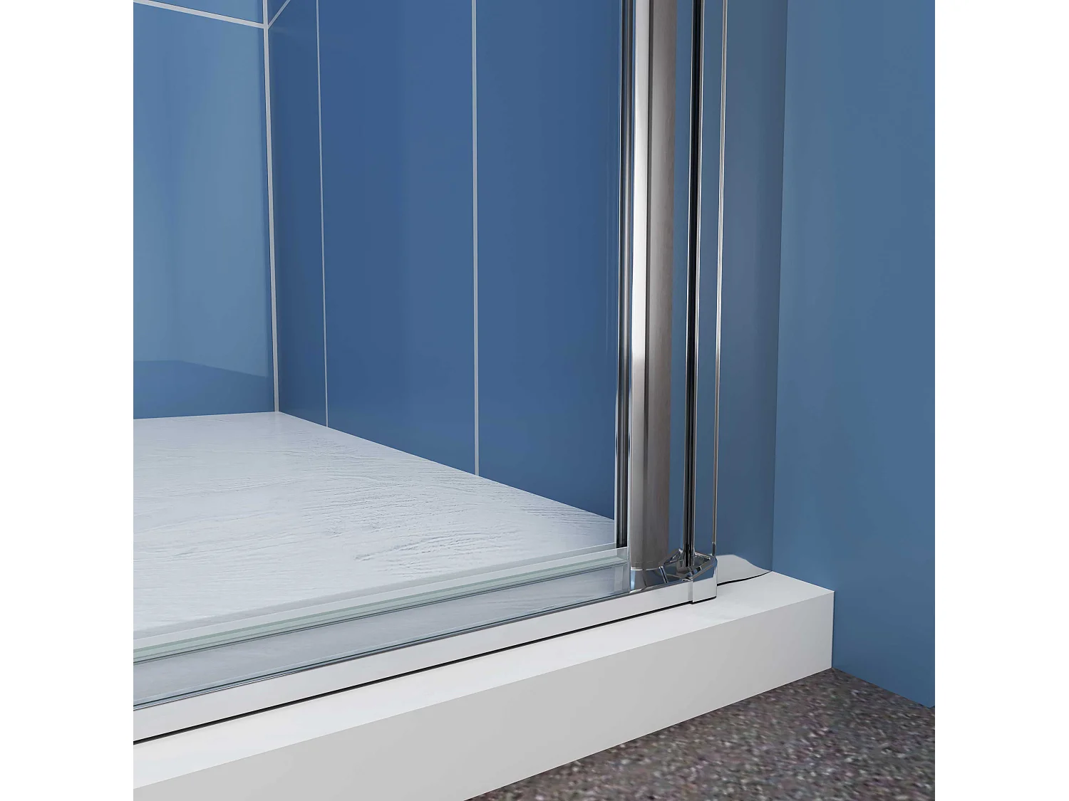 Aica Porte de Douche Pivotante Chrome L100xH185cm en verre bande central Dépoli ,6mm Verre Anticalcaire Pivotant à 90°—Installation en niche