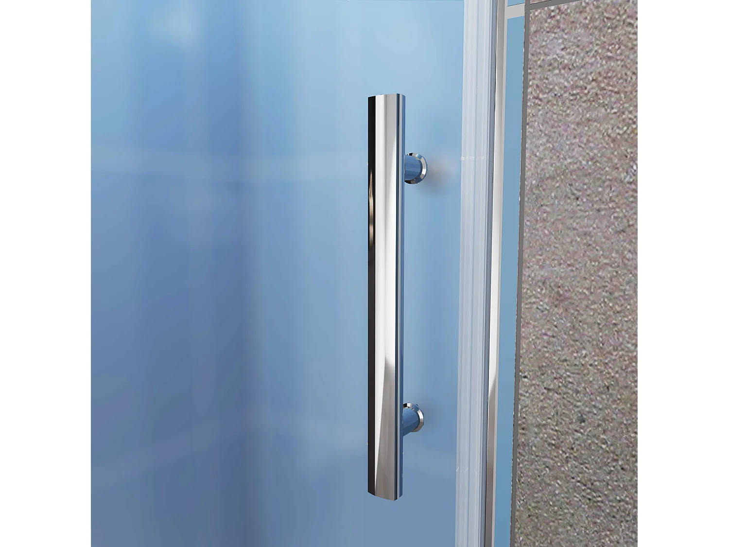 Aica Porte de Douche Pivotante Chrome L100xH185cm en verre bande central Dépoli ,6mm Verre Anticalcaire Pivotant à 90°—Installation à gauche en niche