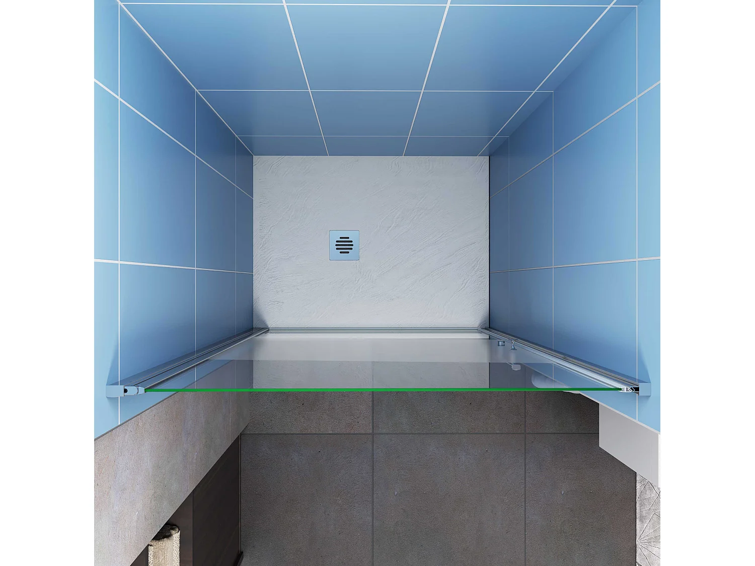 Aica Porte de Douche Pivotante Chrome L80xH185cm en verre bande central Dépoli ,6mm Verre Anticalcaire Pivotant à 90°—Installation à gauche en niche