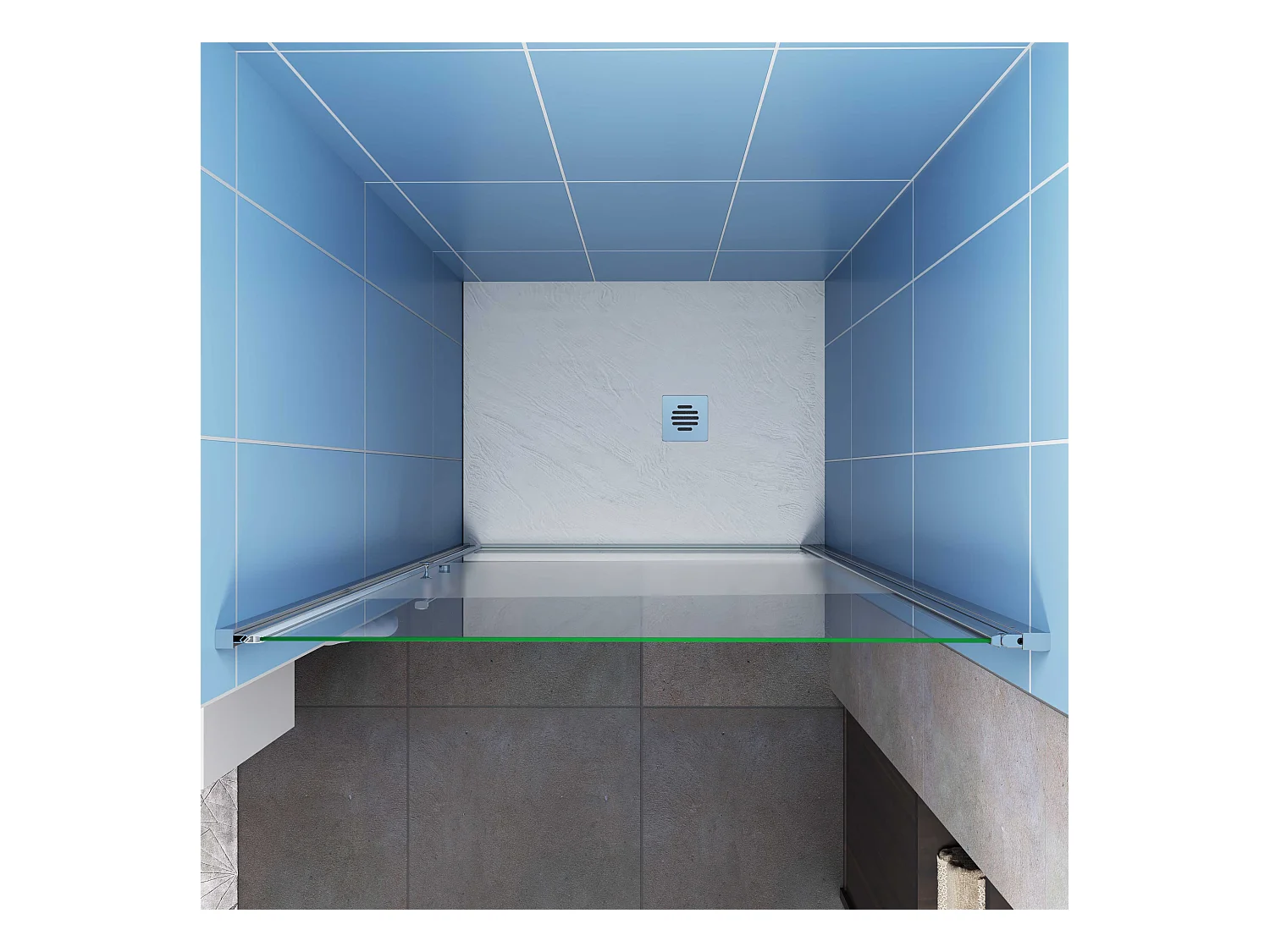 Aica Porte de Douche Pivotante Chrome L70xH185cm en verre bande central Dépoli ,6mm Verre Anticalcaire Pivotant à 90°—Installation en niche